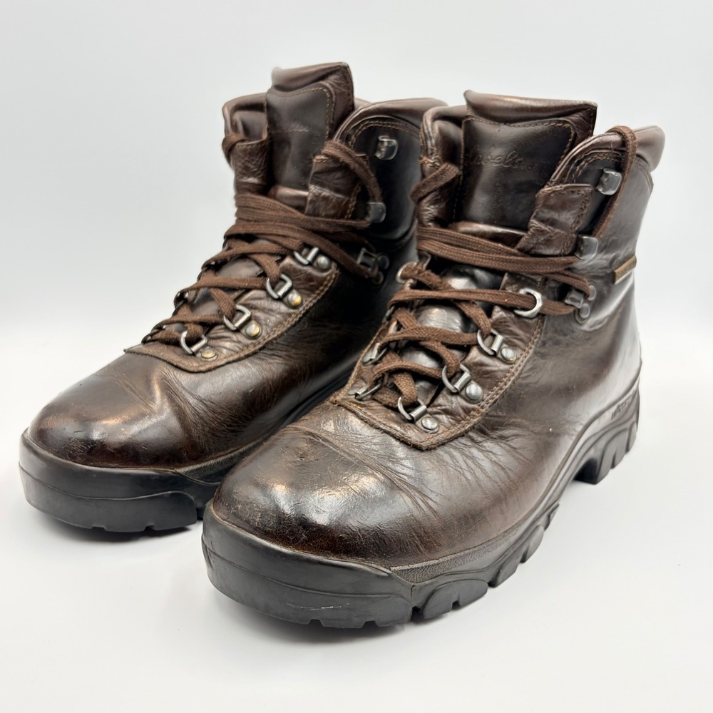 Vintage Cabelas Gore-Tex Leather Hiking Boots Brown Vibram Mens 9.5 Womens 11‎